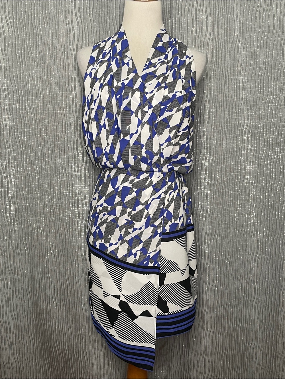 Adelyn Rae Faux Wrap Asymmetric Hem Sleeveless Dress